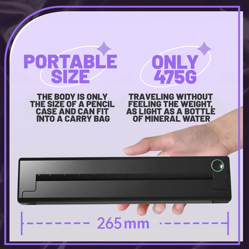 Portable A4 Thermal Printer Mini Tattoo Stencil Transfer Printer Multifunctional Tattoo Document Printer Wireless Bluetooth