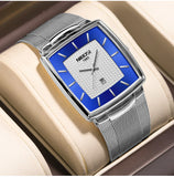 NIBOSI Mens Watches Top Brand Luxury Square Quartz Watch Men Slim Mesh Waterproof Sport Wristwatch Date Luminous Reloj Hombre