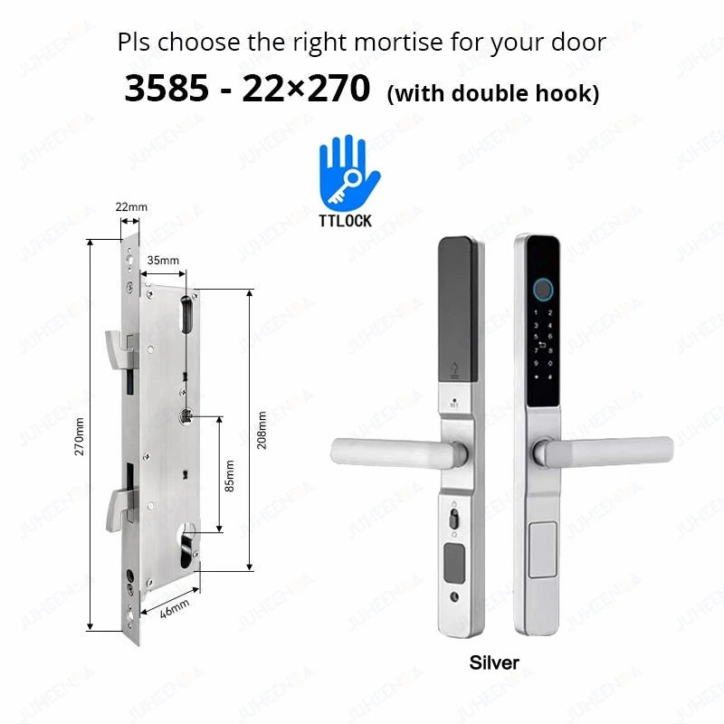 TTLock APP Waterproof Fingerprint Password Smart Lock For Outdoor Pull Push Sliding Aluminum Door 2885/ 3585/ 4585 /6085 Mortise