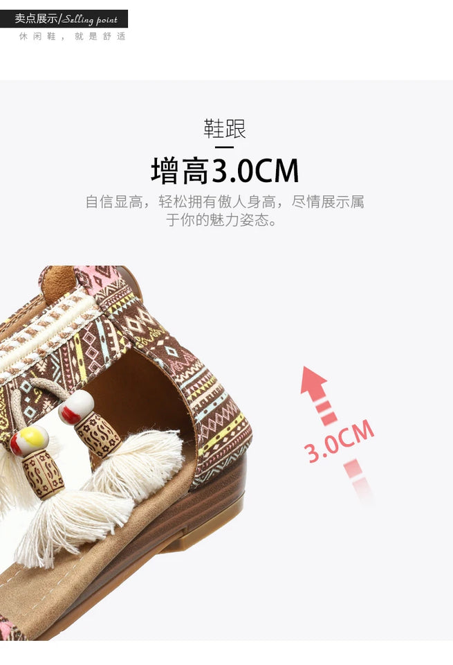 Summer New Women's Sandals Rome Bohemian Flow Su Flat Heel Soft Bottom Comfortable Anti slip Outerwear Tourist Vacation
