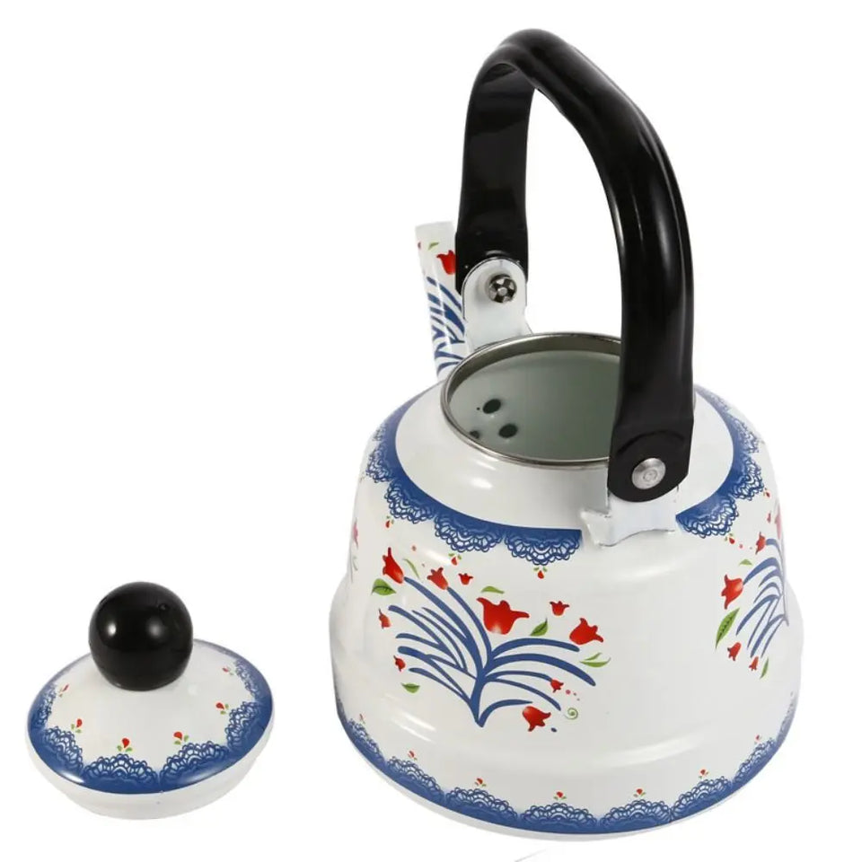 Classic Design Enamel Enamel Tea Kettle European Style Handmade Tea Pot Unbreakable No Whistling Water Kettle Restaurant