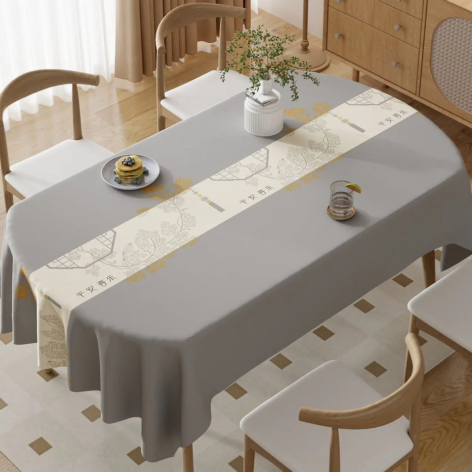 Square Printing Tablecloth No Wash Oil Proof Waterproof and Heat-resistant PVC Table Mat Home Banquet Coffee Table Decoration