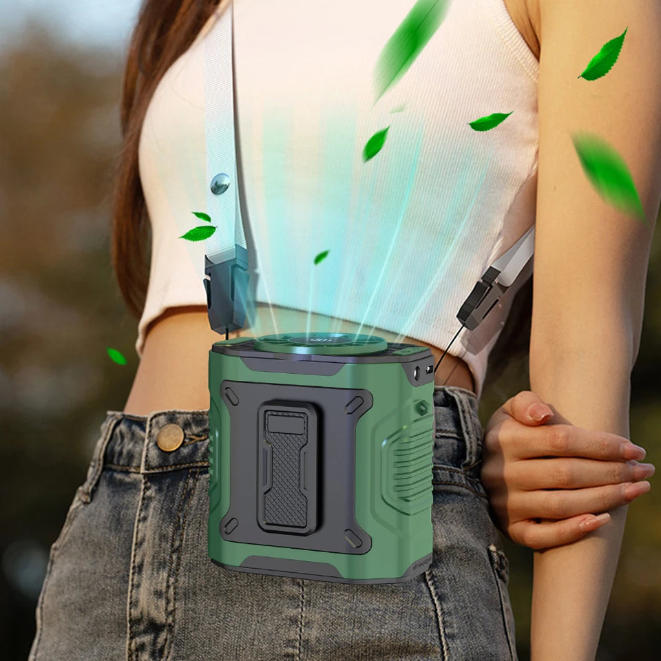 Portable Waist Fan USB Rechargeable Clip on Wearable Belt Shirt Body Fan with Flashlight Cooling Waist Fan for Outdoor Travel
