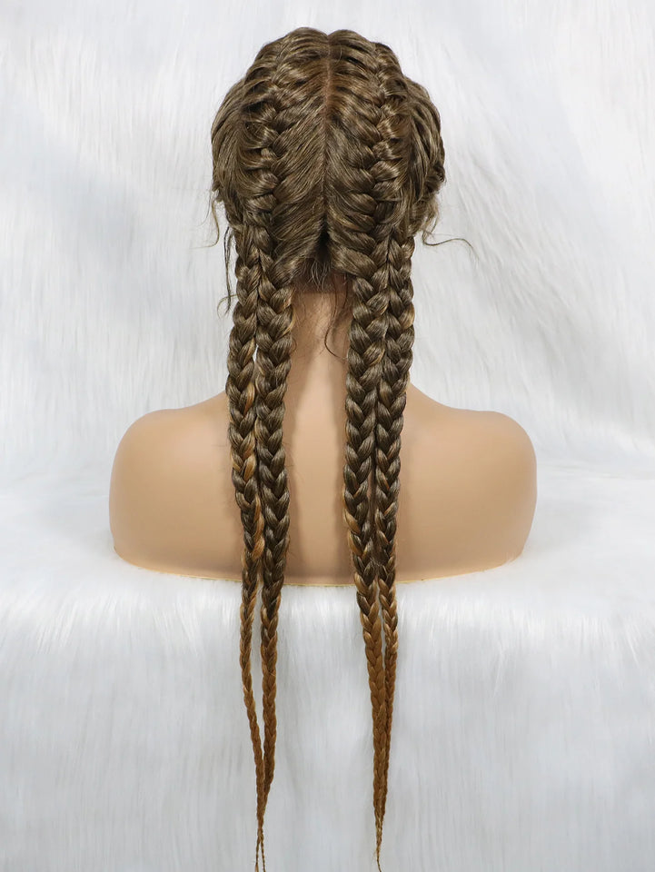 KIMA New Arrival 26 Inches Braided Wigs Synthetic Lace Front Hair Wig With Baby Hair for Black Women