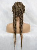 KIMA New Arrival 26 Inches Braided Wigs Synthetic Lace Front Hair Wig With Baby Hair for Black Women