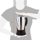 Electric Percolator 1.8L 12Cup Italian Coffee Maker Stainless Steel Quick Heating Reusable Filter Basket Fast Brew Home Office
