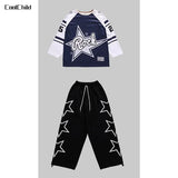 Girls Hip Hop Star Sweatshirt Vest Joggers Pants Boys Cool Streetwear Clothes Set Kids Children Jazz Street Dance K-pop Costumes