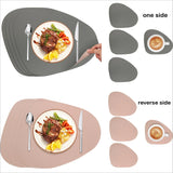 Double Sided Anti Slip PU Pad Table Mat with Coaster Oil-Proof Waterproof Leather Placemat Kitchen Dinner Coffee Tables Mats
