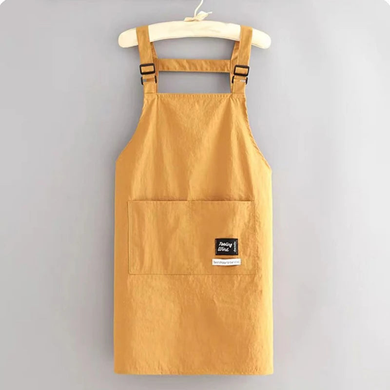 【Peace】Household Canvas Apron Oil-proof Can Wipe Hands Kitchen CookingMen Women Adult With Tool Pocket Fashion Coffee Over Apron