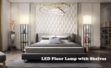 Floor Lamp with Shelves Modern Standing Shelf Lamp with 3 Color Temperature LED Bulb White Shade for Living Room Bedroom Office