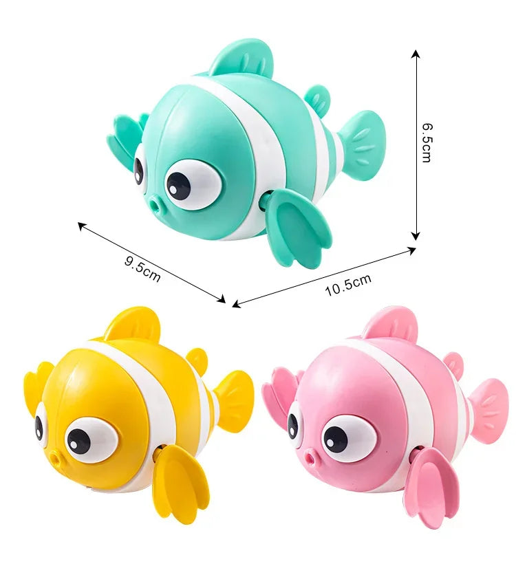 Hot sellingBaby Bath Toys Cute Swimming Fish Cartoon Animal Floating Wind Up Toys Water Game Classic Clockwork Toys For Toddlers