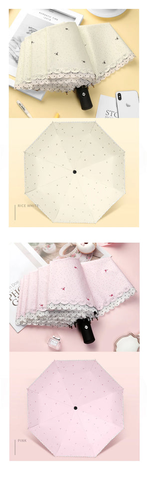 Women's Umbrella Lace Fashion Folding Umbrella Sunshade Umbrella Wind and Rain Resistance Travel Foldable Portable Student Gift