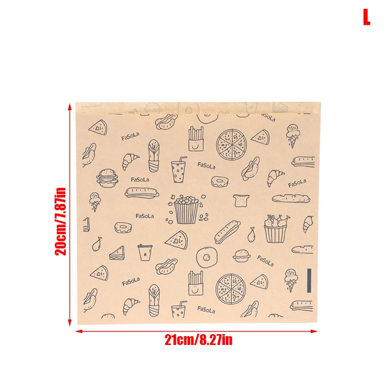 50Pcs Greaseproof Paper Bag, Kraft Paper Bag Food Wrapping Bag Disposable Packaging Baking Paper Plate Mat Kitchen Accessories