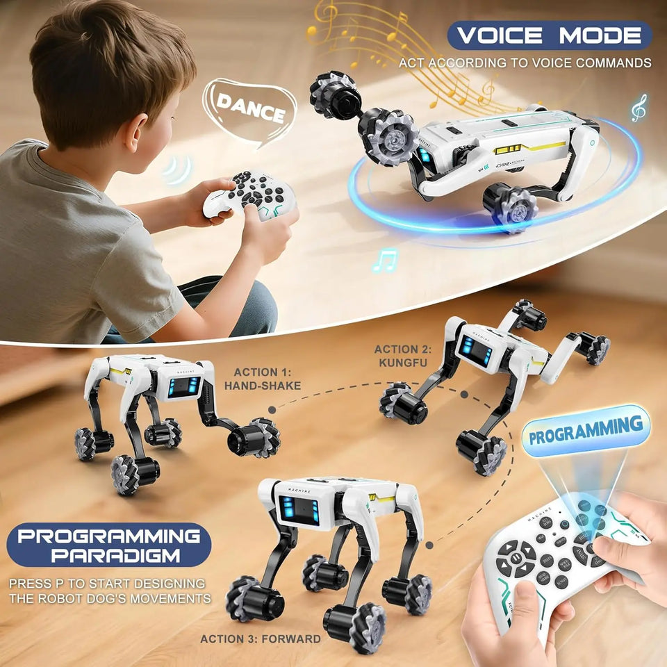 Electric RC Intelligent Robot Dog With Clip & Shoot Multifunction RC Mechanical Dog Voice Programmable Moves Bionic Smart Robot