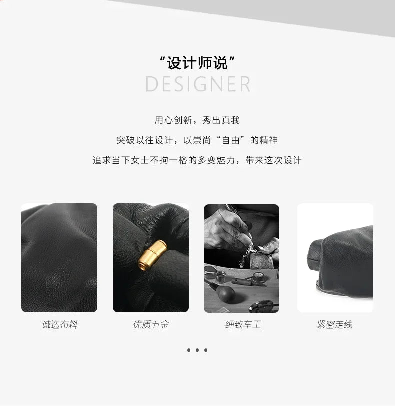2025 Early Spring  Ins Soft Waxy MiniSheepskin Gentle Advanced Feeling Wrinkled Cloud Neck Croissant Horn Change Bag