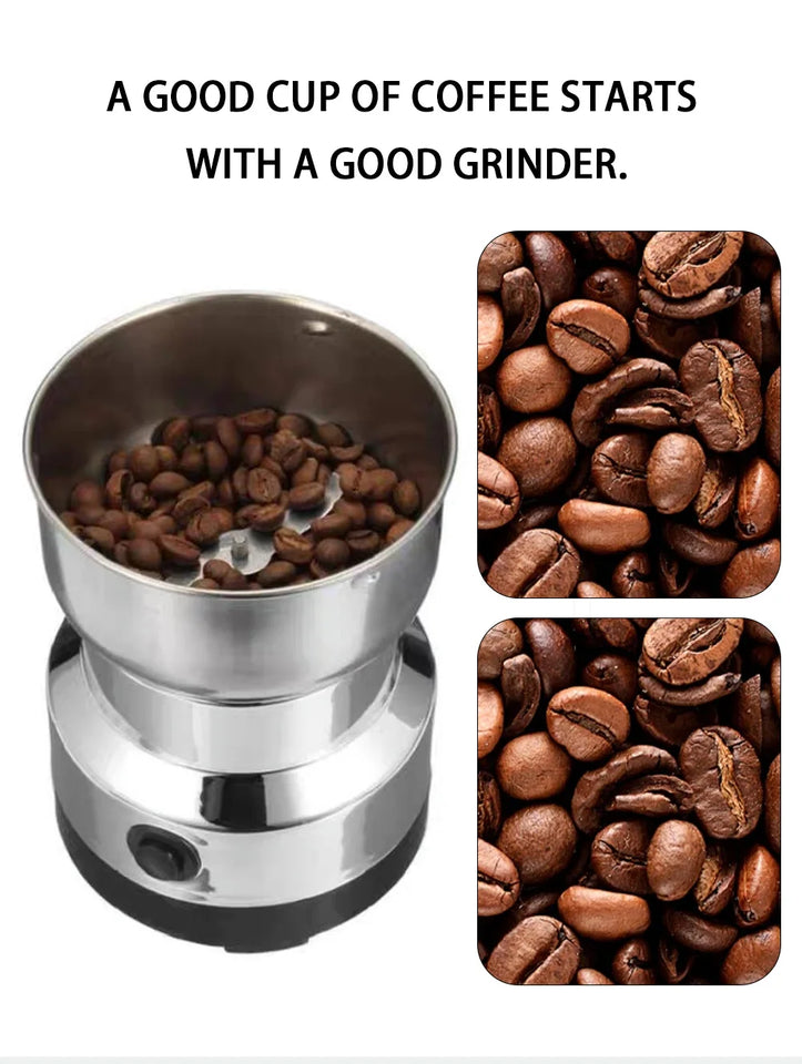 Electric Coffee Bean Grinding Grinder Multipurpose Kitchen Cereal Nuts Beans Spices Grains Grinding Tool for Home Office Outdoor