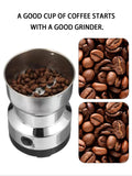 Electric Coffee Bean Grinding Grinder Multipurpose Kitchen Cereal Nuts Beans Spices Grains Grinding Tool for Home Office Outdoor