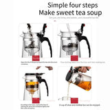 High-temperature resistant and elegant cup, household tea set, one-click tea and water filtration, glass teapot cover