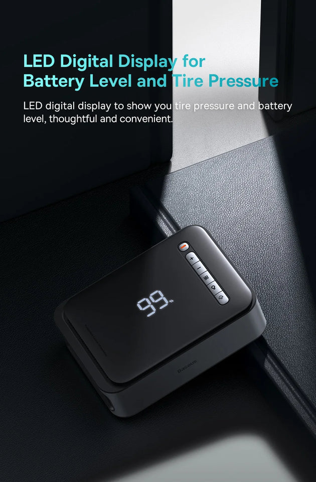 Baseus 2 In 1 Car Air Pump 8000mAh Power Bank Portable Air Compressor with LCD Digital Display Car Tire Inflator Pump
