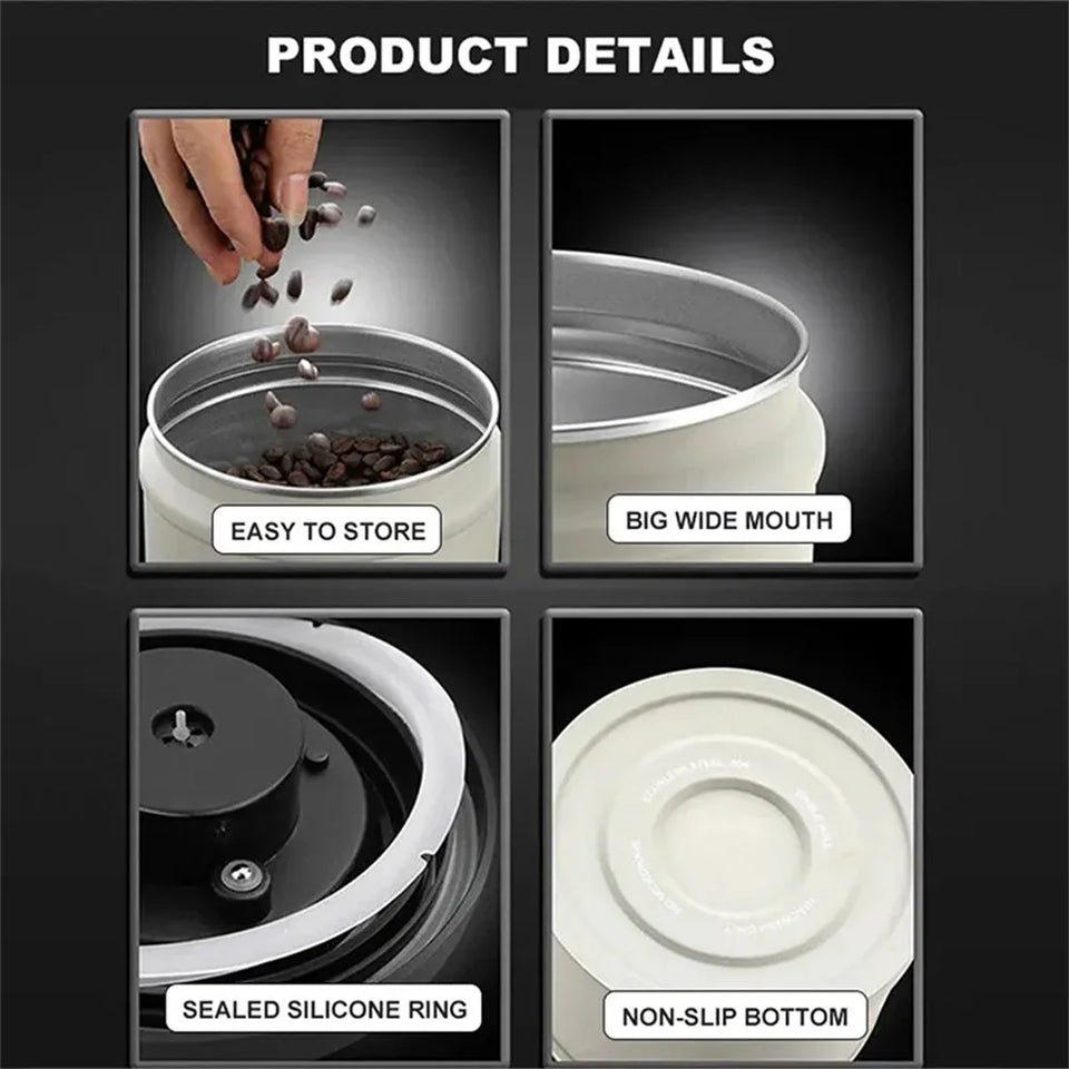 Coffee Bean Vacuum Sealed Tank Stainless Steel Grain Tea Nut Storage Vacuum Airtight Sealed Cans Kitchen Storage Organizer