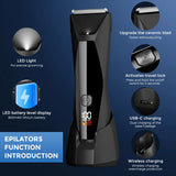 SEJOY Body Pubic Hair Trimmer for Men With Standing Recharge Dock,Balls Women Lady Shaver Hair Removal Bikini Trimmer