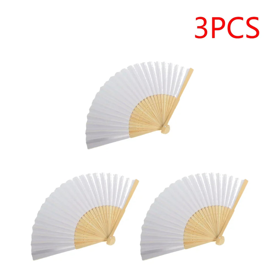 1-50PCS Paper Bamboo Folding Hand Fan Wedding Personalized Fans Party Decor Art Craft DIY Folding Fan for Wedding Party Decor