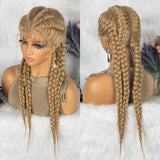 KIMA New Arrival 26 Inches Braided Wigs Synthetic Lace Front Hair Wig With Baby Hair for Black Women