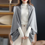 100%Wool Women's Knitted Shawl Scarf Soft Warm Knitwear Cardigan Cloak Wraps Shoulder Neck Protect Pashmina Scarves Dual Use