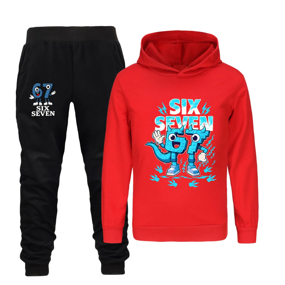 Kids Clothes Steal a Brainrot Six Seven 6-7  Baby Girls Hooded Sweatshirt Pants 2pcs Set Boys Autumn Pullover Tracksuits 5192