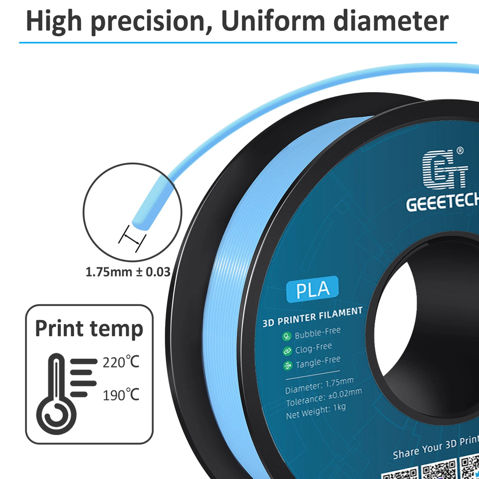 Geeetech 5Kg Standard PLA Filament 1.75mm 3D Printer Plastic Material, Accuracy 0.03mm, multiple colour, Fit Most FDM Printer