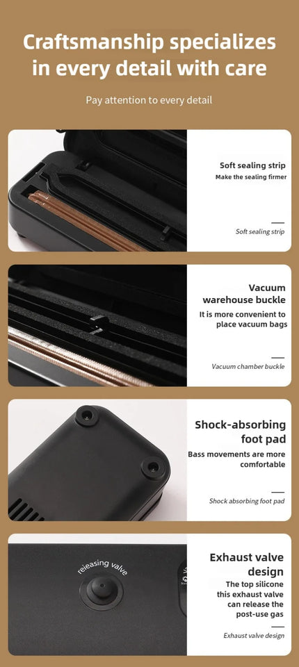 Kitchen Gadgets Food Vacuum Sealer Home Sealing Machine Food Storage Plastic Bags Sealer Portable Food Preservation Machine
