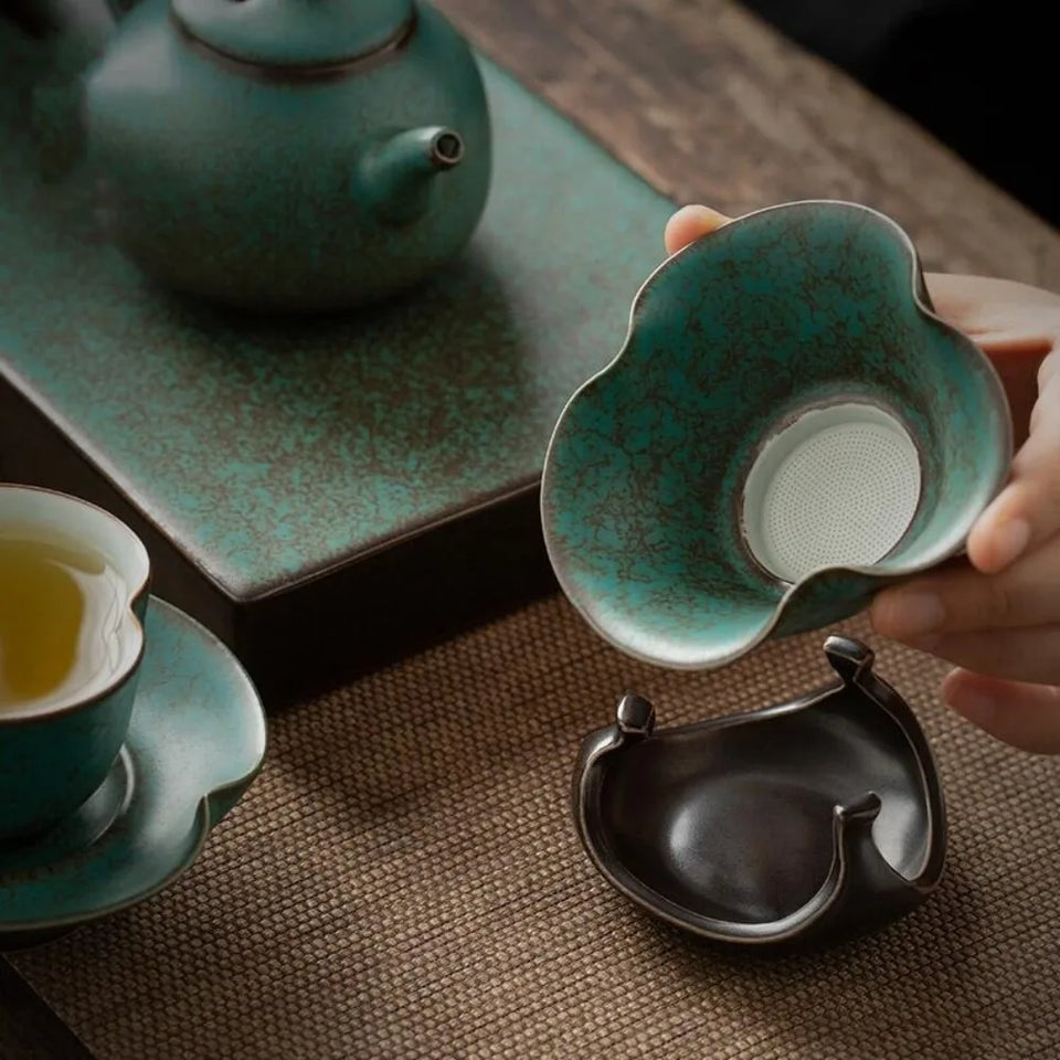 Kung Fu Tea Accessories Kiln Baked Ceramic Tea Strainers Elegant Retro Tea Leaf Filter Exquisite Chinese Tea Separator Home