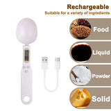USB Recharge Kitchen Scale 500g/0.1g LCD Digital Measuring Food Flour Spoon Scale Mini Kitchen Tool for Milk Coffee