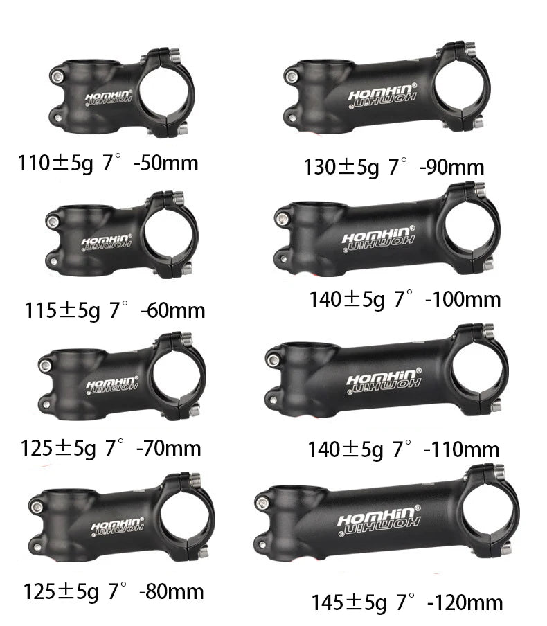 Homehin Adjustable Bicycle Handlebar Stem Ultralight 7/17 Degrees Bike Stems 31.8*45-120mm Positive Negative Vertical Handle