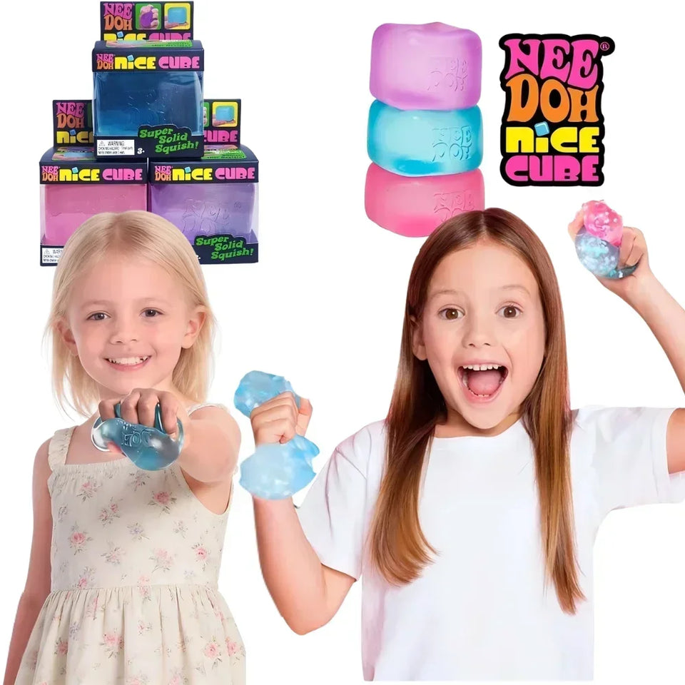 GOOD- NeeDoh Nice Cube Squishy Stress Relief Toy, Soft Squeeze Fidget Cube for Kids & Adults, Anxiety Relief Sensory Toy-