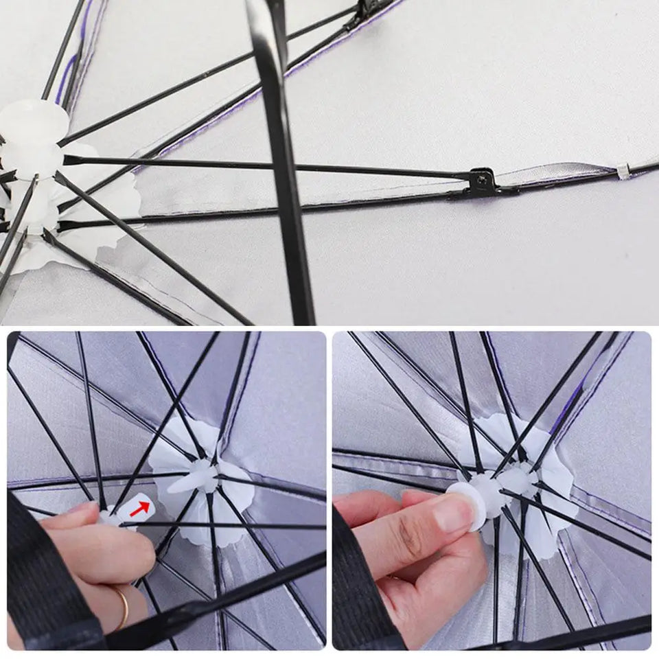 Hands-Free Umbrella Hat For Fishing Sun Protection Head-Mounted Sunshade For Outdoor Gardening Hiking Foldable Rain Cap