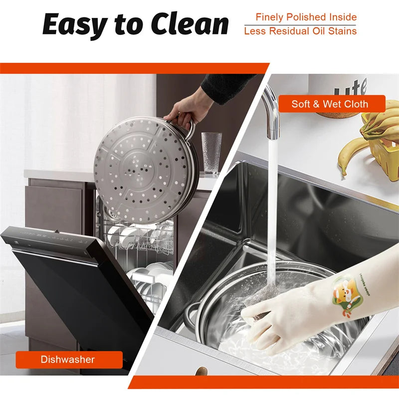 5 Tier Stainless Steel Steam Cooker Steamer Food Vegetable Pot Kitchen 26CM/28CM/30CM