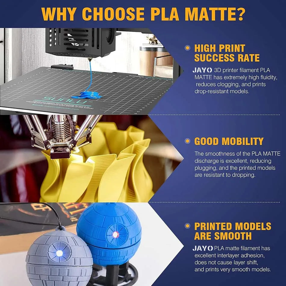 JAYO PLA /PLA Matte /ABS/PETG/PLA Plus 3D Printer Filament 5KG/Roll 1.75mm 3D Filament Large Spool Neatly Wound Filament