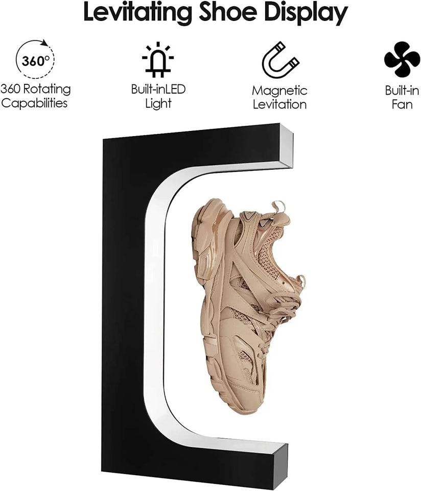 LED Floating Shoe Rack 360 Degree Auto Rotate Display Stand Shoes Shop Sample Showcase Shoes Rack Sneaker Storage
