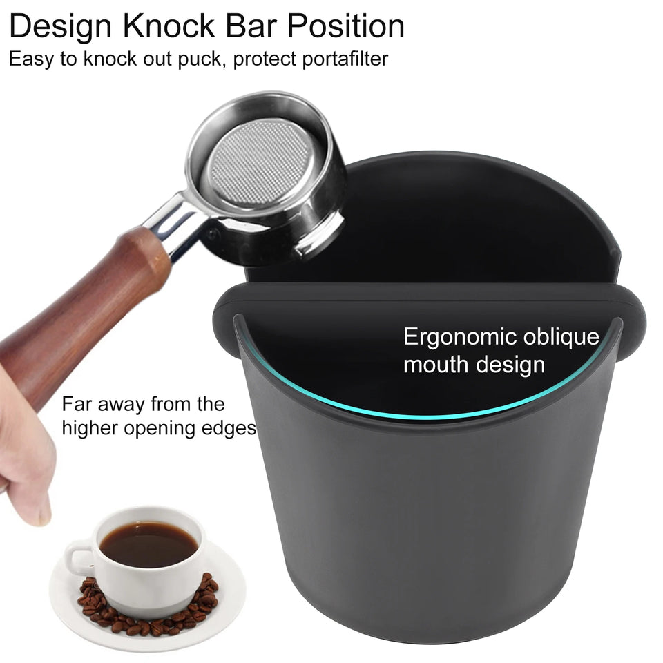 Serviceable Shock Absorption Coffee Knock Box with Espresso Cleaning Brush, Removable Knock Bar Espresso Dump Bin