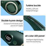Mini Fan Silent Neck Hanging Fan Usb Portable Bladeless Rechargeable Led Digital Display Electric Air Cooler Summer Sports Fan