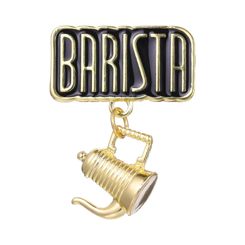 Coffee Maker Enamel Brooch Coffee Bean Grinder Coffee Kettle Cup Bag Barista Badge Punk Lapel Coffee Collection Pin Jewelry Gift