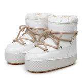 Ankle Boots Women Winter Genuine Leather Waterproof Platform Snow Boots For Warm Plush Non Slip Cotton Padded Shoes Size 34-41
