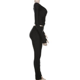 Three Sisters New Arrivals Autumn Winter Fashion Casual Home Solid Color Long Sleeve V-neck Ladies Two Piece Sets Pantsuits