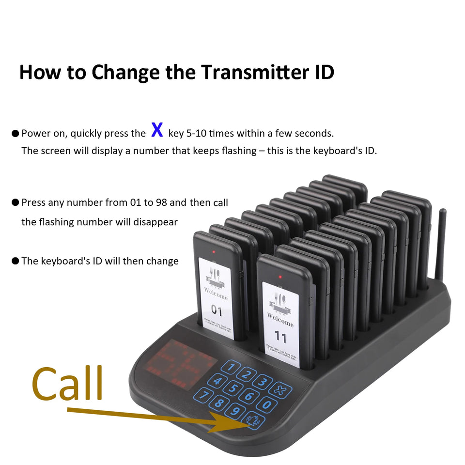 Wireless Restaurant Pager System Touch Panel Wireless Calling System Food Pager Guest Paging System for Coffee Shop Bar