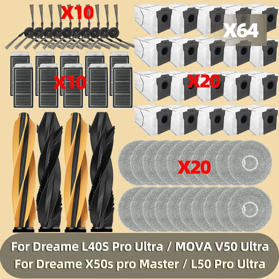 Fit For Dreame L40S Pro Ultra / Dreame X50s Pro Master / L50 Pro Ultra Main Side Brush Filter Mop Cloth Dust Bag Accessories