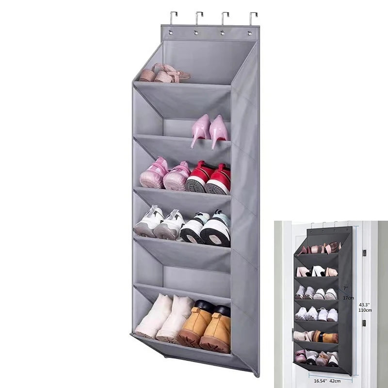 Multi-pockets Wall Storage Bag Large Over Door Hanging Shoe Organiser Behind Doors with 4 Metal Hooks Shoes Rack Storage Bags