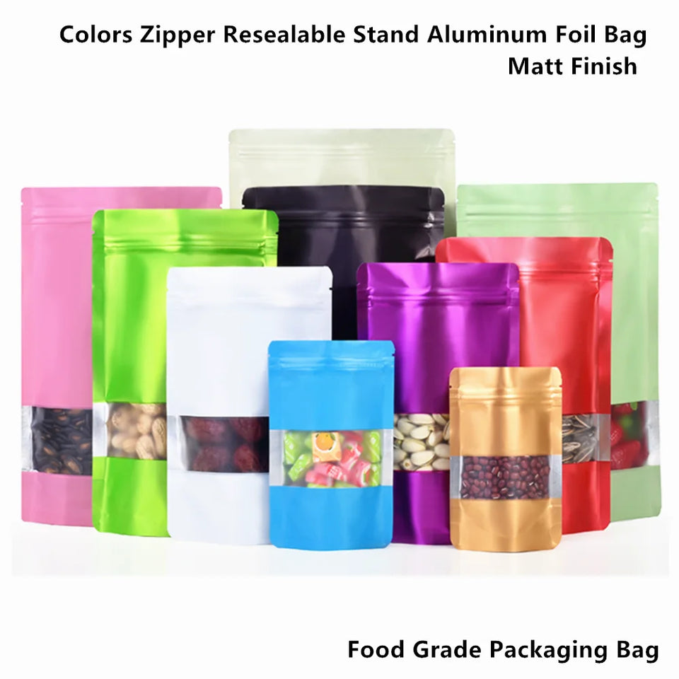 100pcs Silver Dumb Aluminum Foil Bags Heat Seal - Top Open Mylar Foil Bag Matte Surface Plastic Food Package Spices/Sauce Pouch