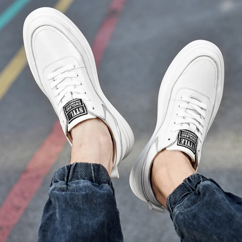 Genuine Leather Men Skateboard Shoes Youth Sneakers Designer Brand Vulcanize Footwear Fashion Male Casual Shoes New Trend Flats