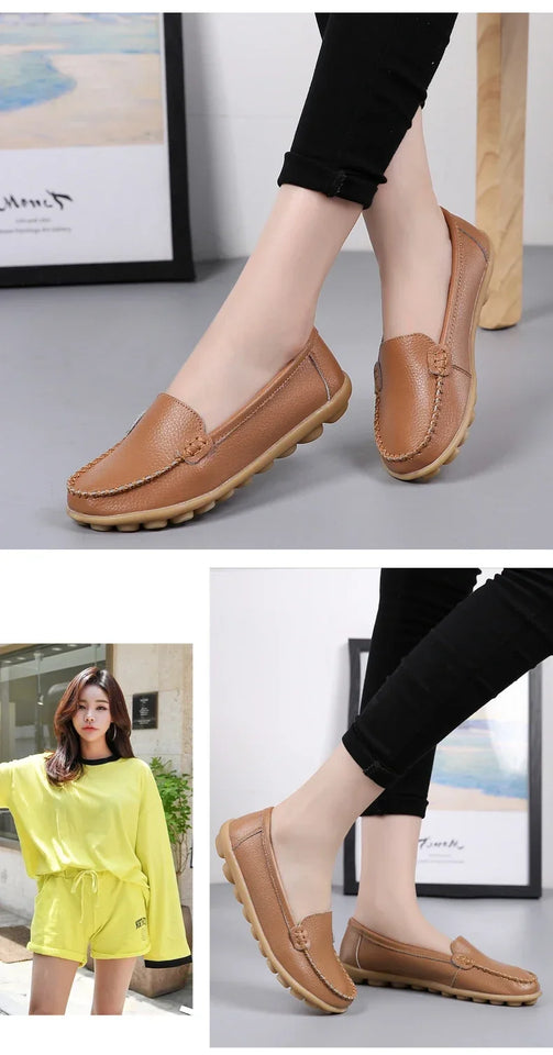 Women Flats Ballet Shoes Woman Cut Out Leather Breathable Moccasins Women Boat Shoes Ballerina Ladies Casual Shoes